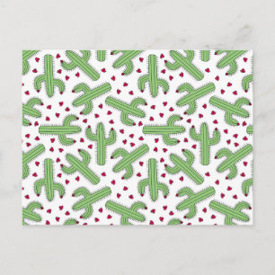 Illustratief patroon Cactus & Roze bloemen Briefkaart