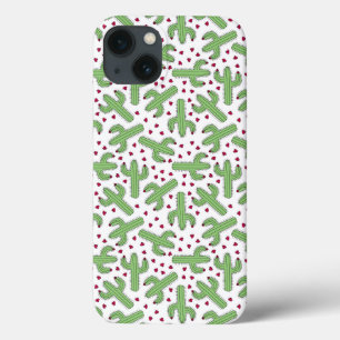 Illustratief patroon Cactus & Roze bloemen iPhone 13 Hoesje
