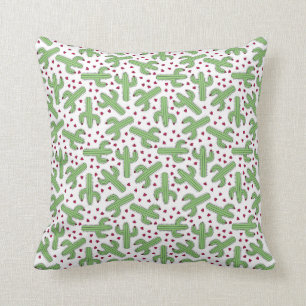 Illustratief patroon Cactus & Roze bloemen Kussen