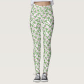 Illustratief patroon Cactus & Roze bloemen Leggings (Voorkant)
