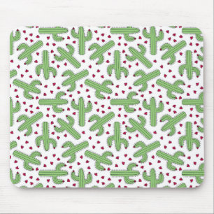 Illustratief patroon Cactus & Roze bloemen Muismat