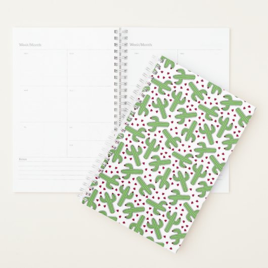 Illustratief patroon Cactus & Roze bloemen Planner (Display)