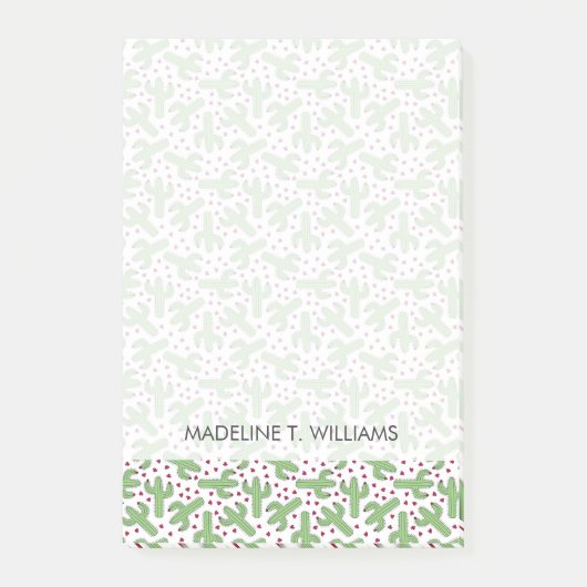 Illustratief patroon Cactus & Roze bloemen Post-it® Notes (Voorkant)