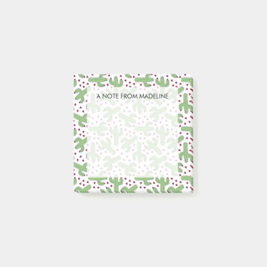 Illustratief patroon Cactus & Roze bloemen Post-it® Notes (Voorkant)