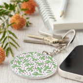 Illustratief patroon Cactus & Roze bloemen Sleutelhanger (Voorkant Rechts)
