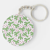 Illustratief patroon Cactus & Roze bloemen Sleutelhanger (Achterkant)