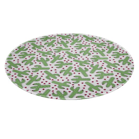 Illustratief patroon Cactus & Roze bloemen Snijplank (Hoek)