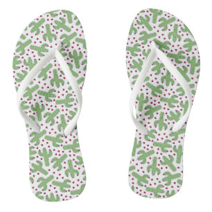 Illustratief patroon Cactus & Roze bloemen Teenslippers