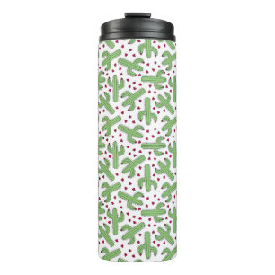 Illustratief patroon Cactus & Roze bloemen Thermosbeker