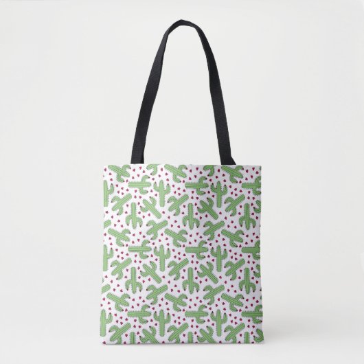 Illustratief patroon Cactus & Roze bloemen Tote Bag (Voorkant)