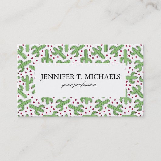 Illustratief patroon Cactus & Roze bloemen Visitekaartje (Voorkant)