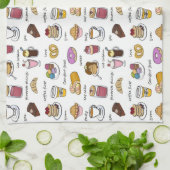 Illustratief patroon van koffie- en komfort-eten theedoek (Gevouwen)