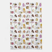 Illustratief patroon van koffie- en komfort-eten theedoek (Verticaal)