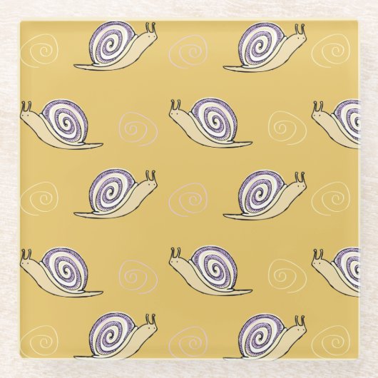 Illustratief patroon voor slakken en cirkels glazen onderzetter (Voorkant)