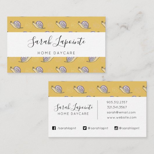 Illustratief patroon voor slakken en cirkels visitekaartje (Voorkant / Achterkant)