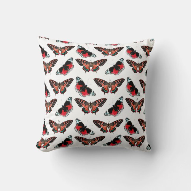 Illustratief Red Butterfly Pattern Kussen (Voorkant)