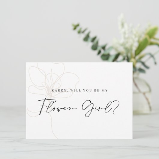 Illustratief Roos Bloemenmeisje-kaartje Bedankkaart (Staand voorkant)