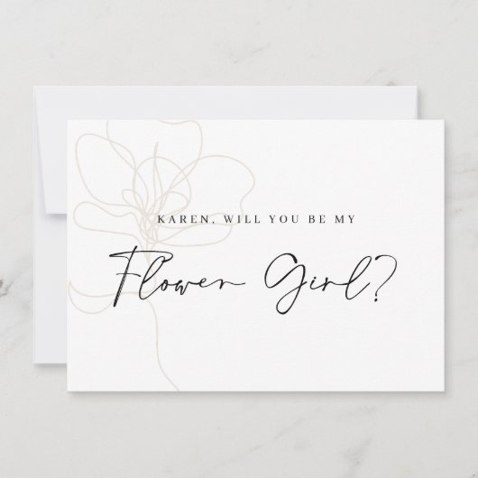 Illustratief Roos Bloemenmeisje-kaartje Bedankkaart (Voorkant)