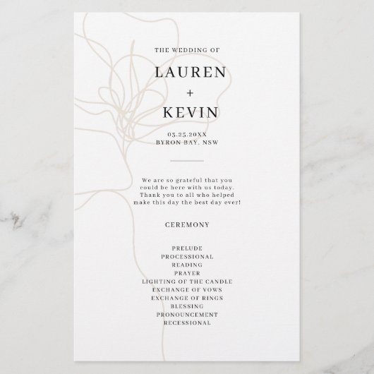 Illustratief Roos Wedding Ceremony-programma (Voorkant)