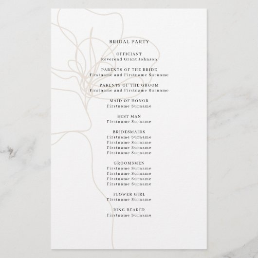 Illustratief Roos Wedding Ceremony-programma (Achterkant)