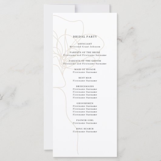 Illustratief Roos Wedding Ceremony-programma (Achterkant)