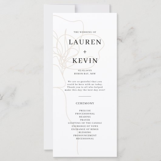 Illustratief Roos Wedding Ceremony-programma (Voorkant)