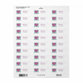 Illustratief Roze Pointillism Heart Return-adres Etiket (Full Sheet)