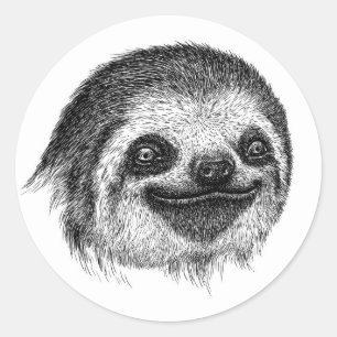 Illustratief sleufgezicht ronde sticker
