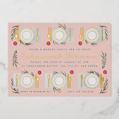 Illustratief tafelgerei folie uitnodiging (Voorkant)