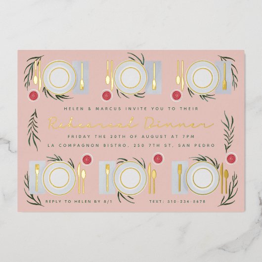 Illustratief tafelgerei folie uitnodiging (Voorkant)