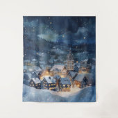 Illustratief van de nachtelijke hemel stad in snee wandkleed (Voorkant)