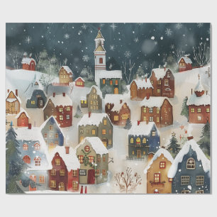 Illustratief van Kerstmis stad in schattig Cadeaupapier