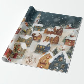 Illustratief van Kerstmis stad in schattig Cadeaupapier (Uitgerold)