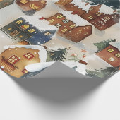 Illustratief van Kerstmis stad in schattig Cadeaupapier (Hoek)