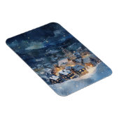 Illustratief van nacht hemel Dorp in sneeuw Magneet (Rechterzijde)