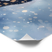 Illustratief van nacht hemel Dorp in sneeuw Perfect Poster (Hoek)