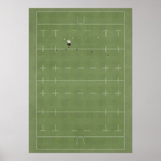 Illustratief veld Rugby van bovenaf Poster (Voorkant)