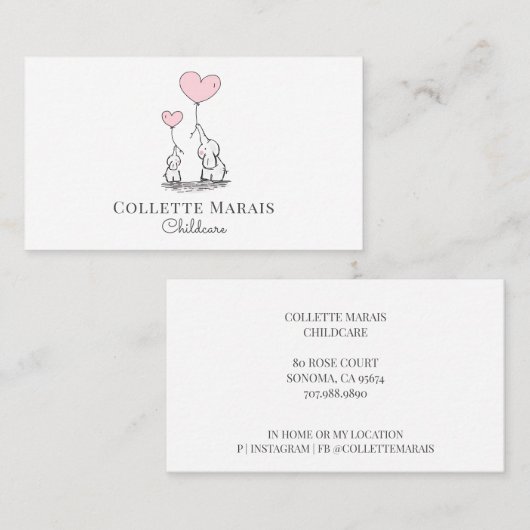 Illustratief Visitekaartje voor kinderopvang (Voorkant / Achterkant)