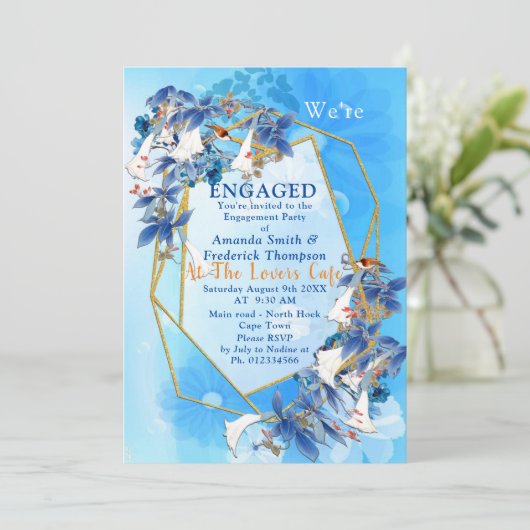 Illustratief Waterverf Moonbloem-Verloving Kaart (Staand voorkant)