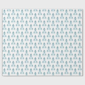 Illustratief White Blue Rocket Ship Baby shower Cadeaupapier (Vlak)