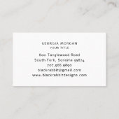 Illustratief zwart konijn visitekaartje (Achterkant)