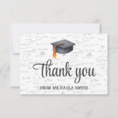 Illustratief zwart wiskundig Afstuderen Pet Bedankkaart (Voorkant)