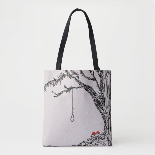 Illustratiehangersstrook en paddenstoelen tote bag (Voorkant)