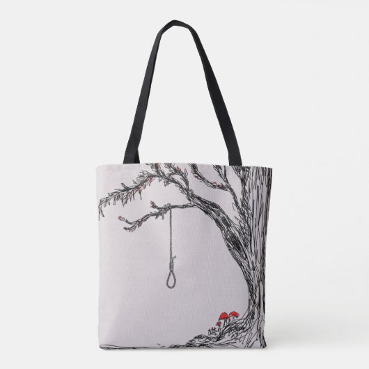Illustratiehangersstrook en paddenstoelen tote bag (Achterkant)