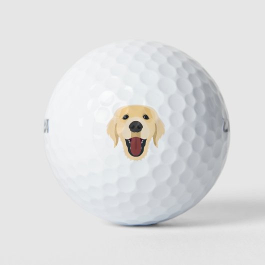Illustratiehonden gezicht Golden Retriver Golfballen (Voorkant)