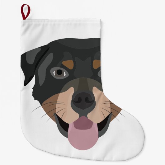 Illustratiehonden gezicht Rottweiler Grote Kerstsok (Voorkant)