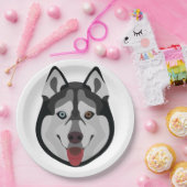 Illustratiehonden hebben het gezicht van Siberian  Papieren Bordje (Feest)