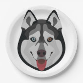 Illustratiehonden hebben het gezicht van Siberian  Papieren Bordje (Voorkant)