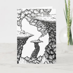 Illustratiekaart met kleine huizen op rotsachtige kaart