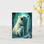 Illustratiekaart met knuffelende ijsbeer en haar j kaart (Gele Bloem)